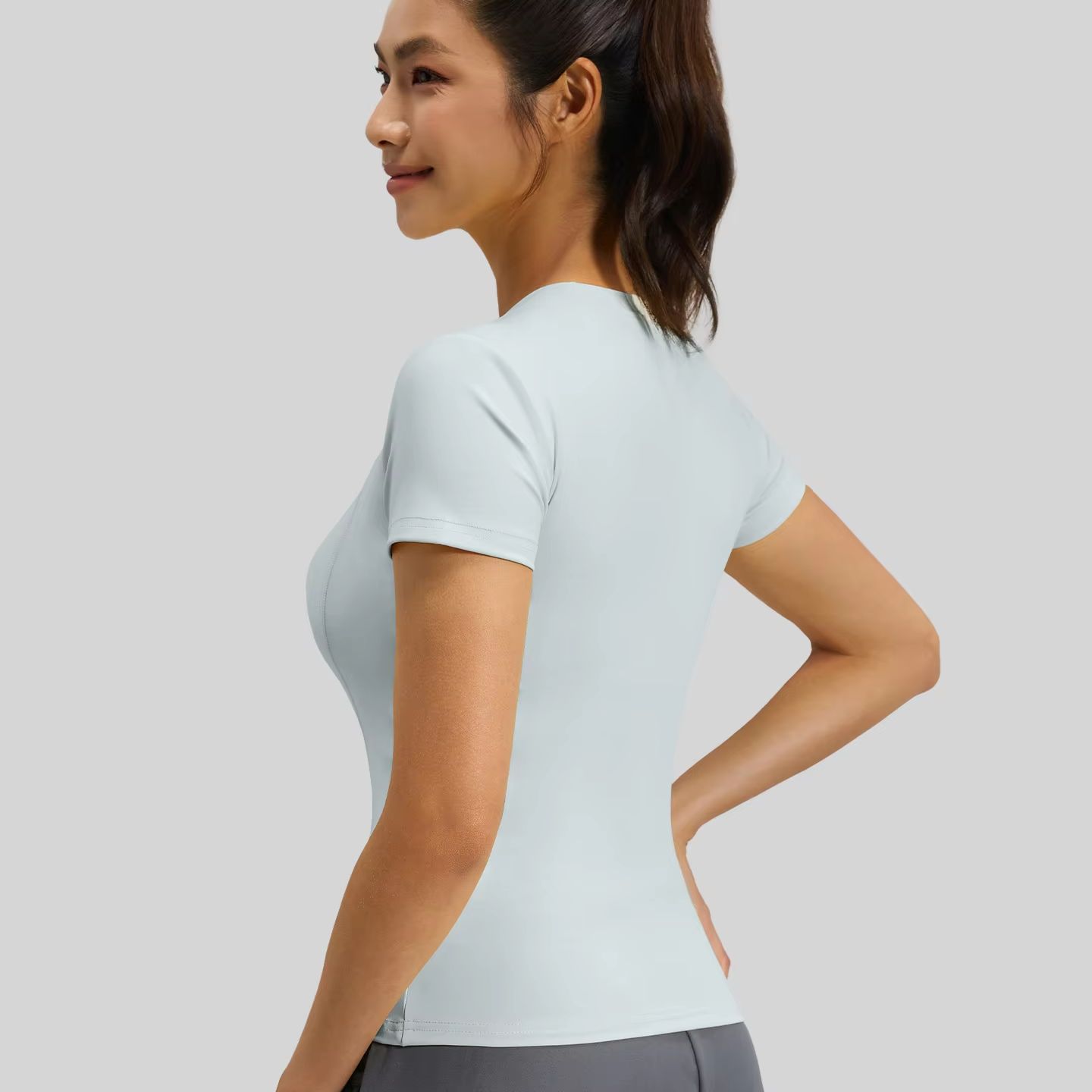 Women Slim Fit Yoga T-Shirt Qu - T Shirt Tight Fit 评论和价格
