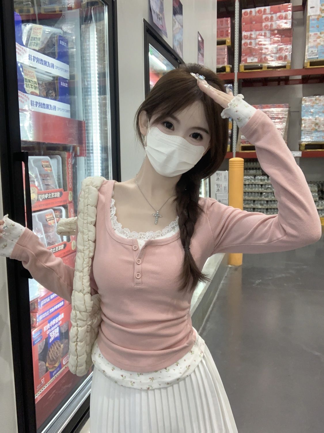 2026 Pink Floral Two-piece Cre - Undershirt Crew Neck 评论和价格