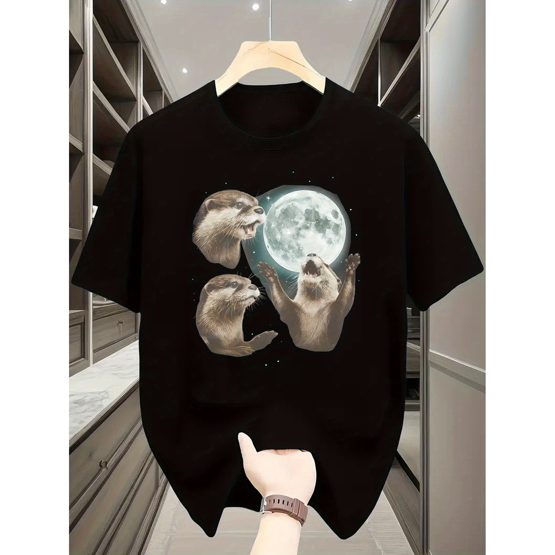 Playful Otters Under Moonlight - Undershirt Crew Neck 评论和价格