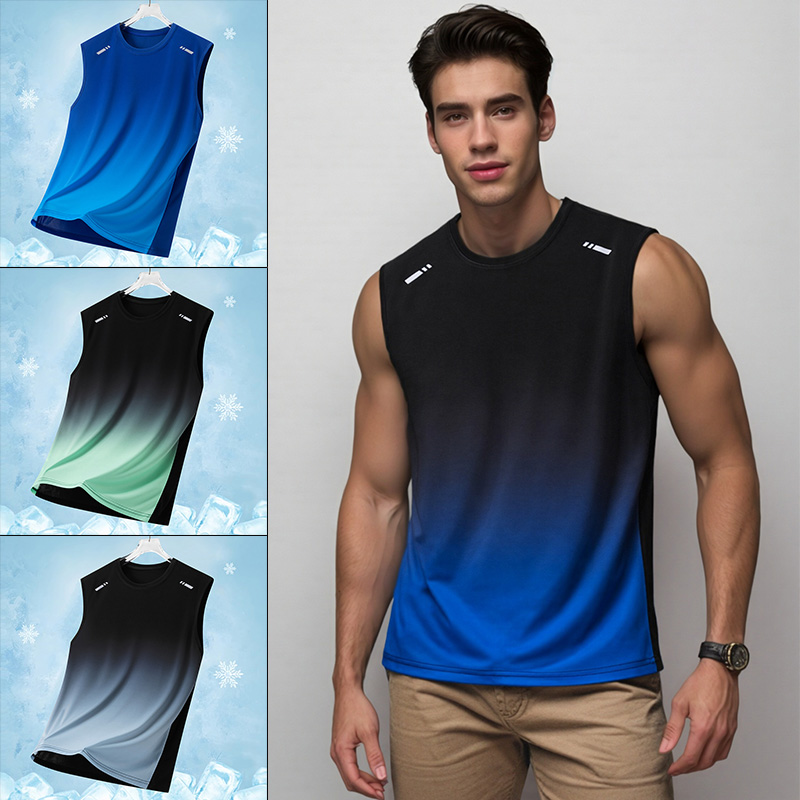 Men Gradient Sports Vest Light - Sleeveless Undershirt 评论和价格