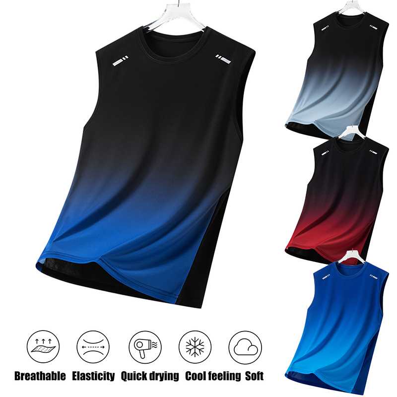 Men Gradient Sports Vest Light - Sleeveless Undershirt 评论和价格
